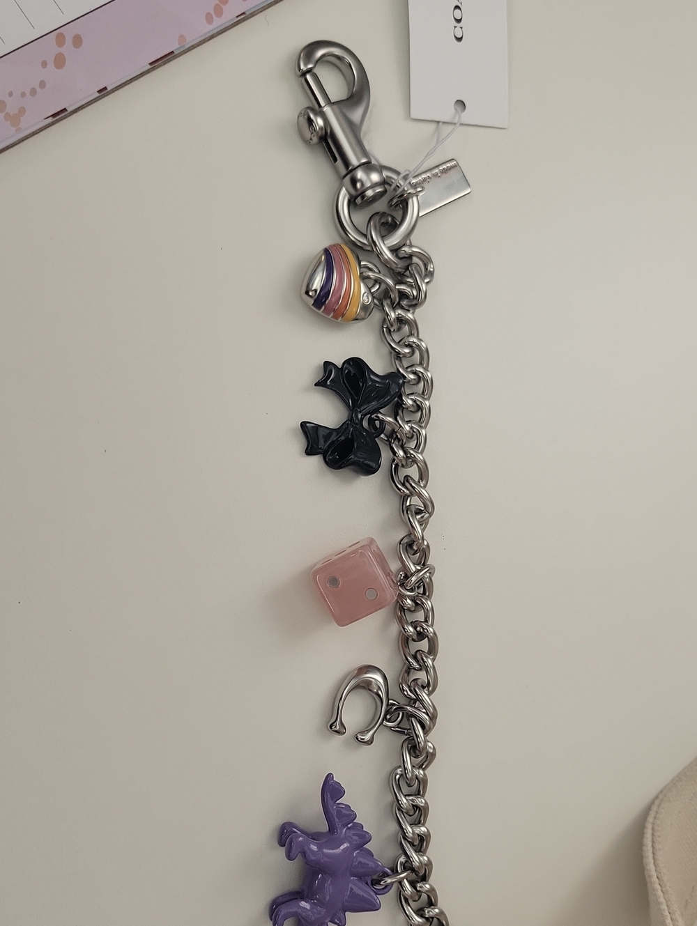 NWT Coach Silver Motif Bag Chain Charm - Picture 12 of 12